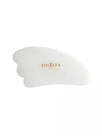 SENTARA | Massagestein - Gua Sha Horn mit Zähnen Weisse Jade | 